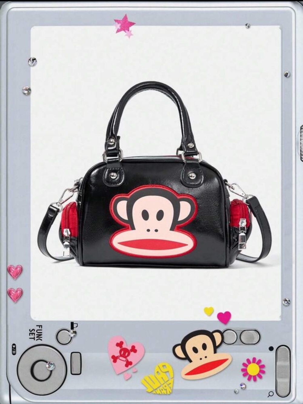 NWOT Paul Frank Patent Leather handbag with a crossbody strap